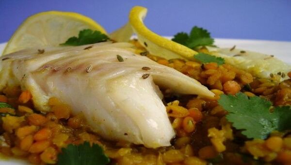Cod With Spiced Red Lentils